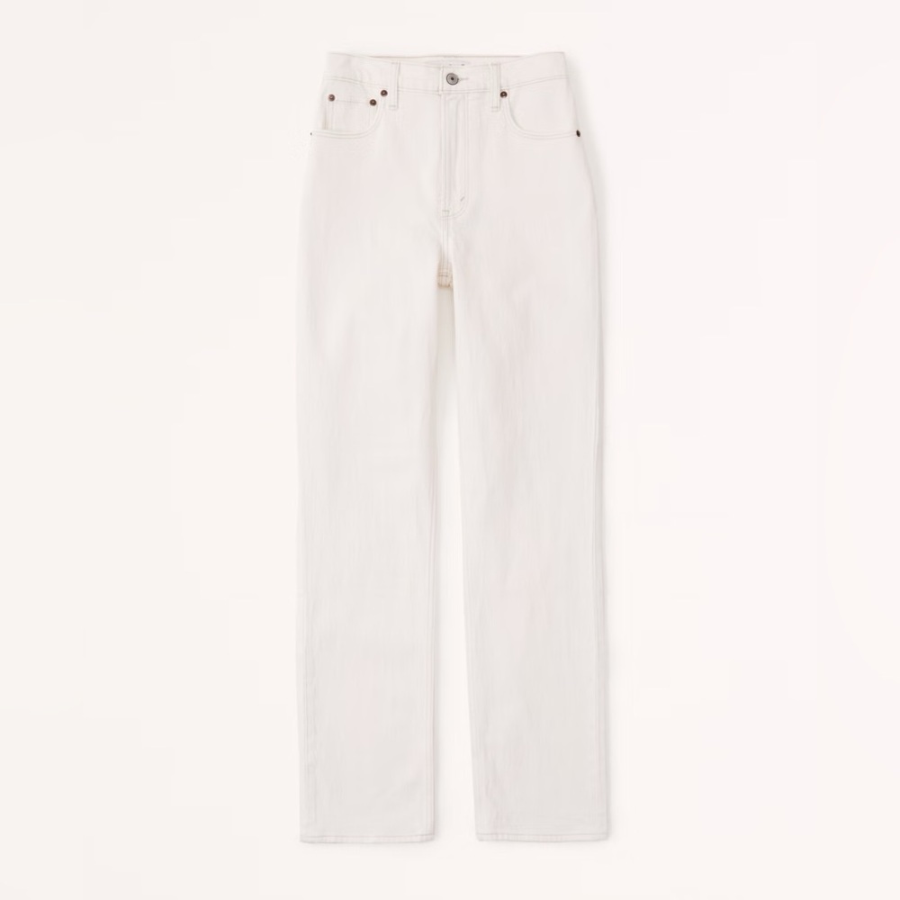 Abercrombie & Fitch Ultra High Rise White 90s Straight Jeans Curve Love 28R